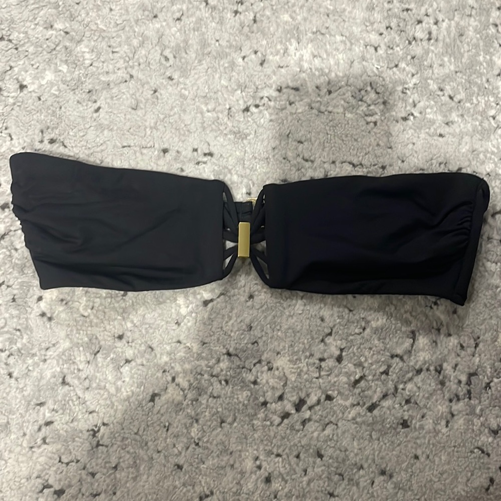 victoria’s secret black bikini top with gold hardware